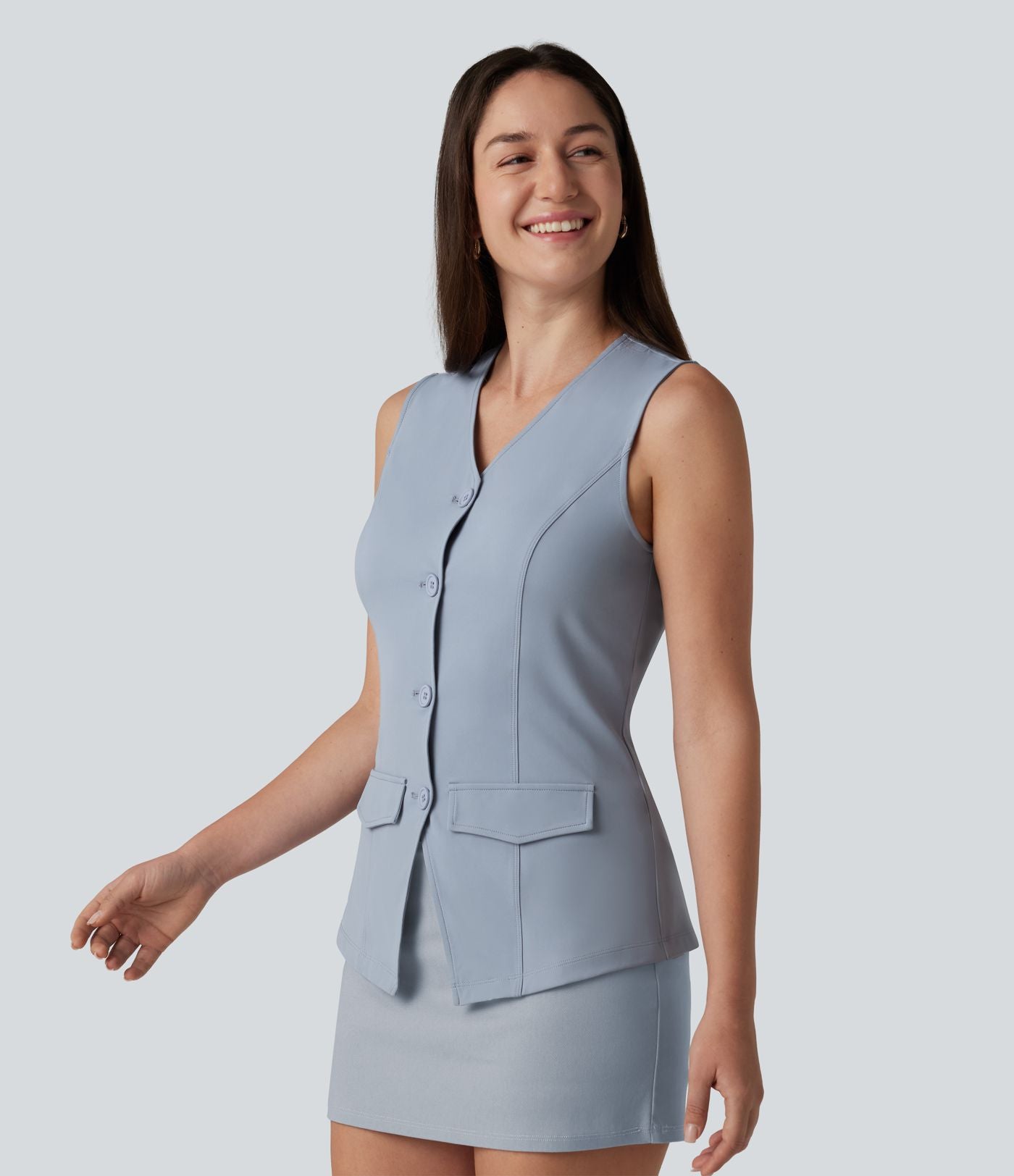 Gilet décontracté SoftlyZero™ Airy à col V et effet frais InstantCool