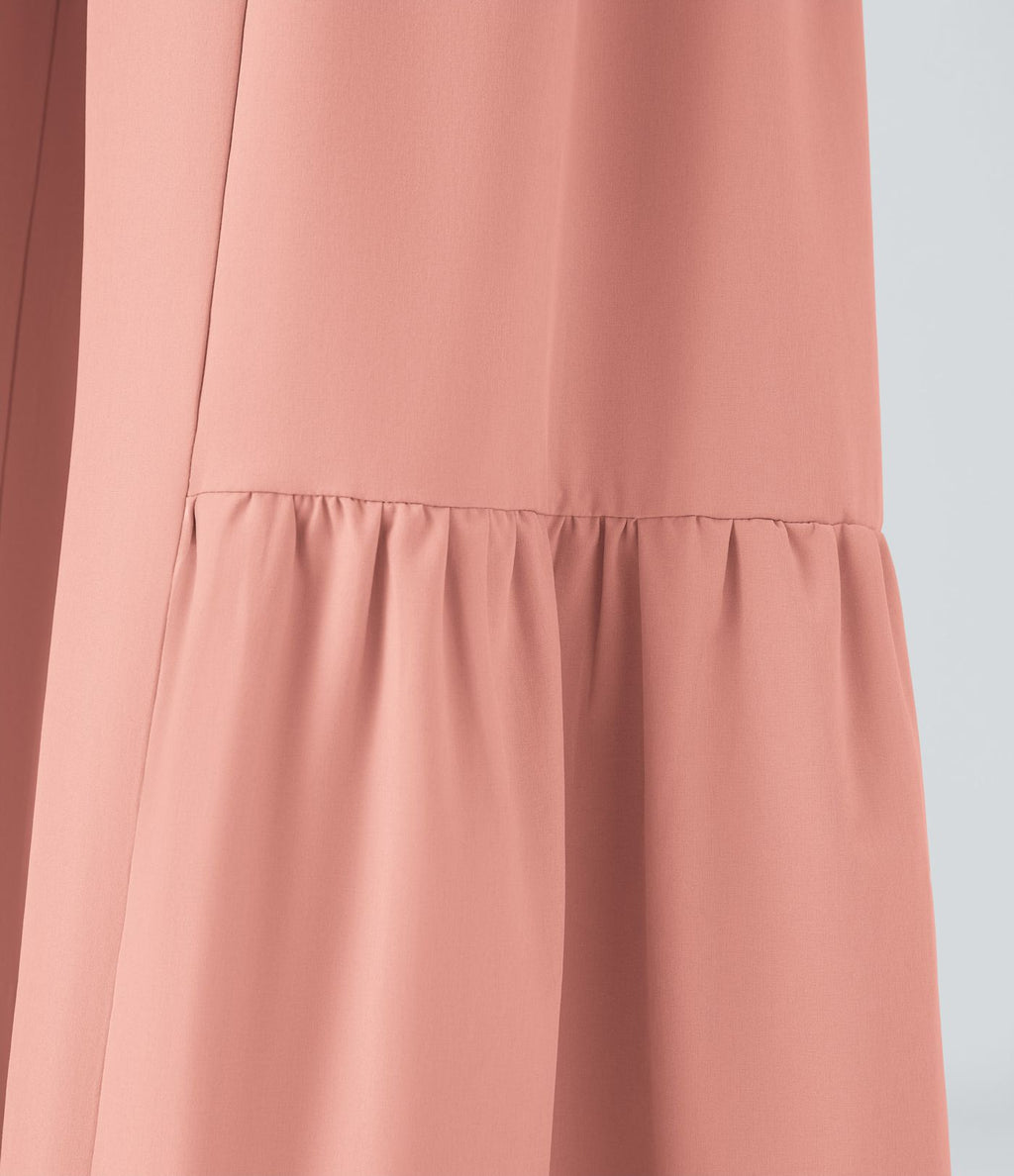 Breezeful™ Pantalon Large Casual Taille Haute Froncé à Nouer Devant et Dos Fluide Séchage Rapide