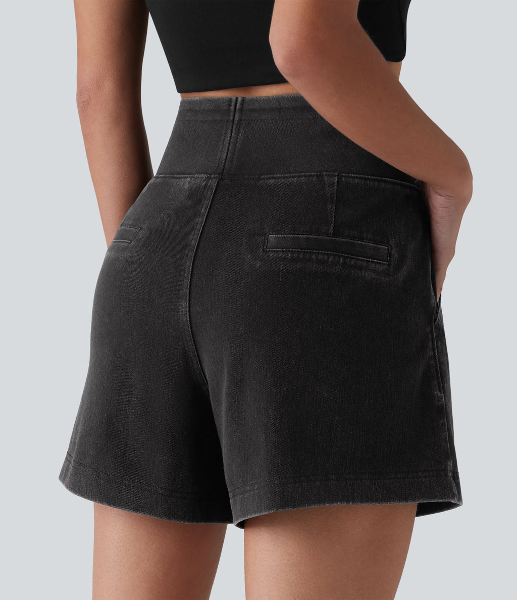 Short en jean ample Halara Flex™ taille haute décontracté avec poches