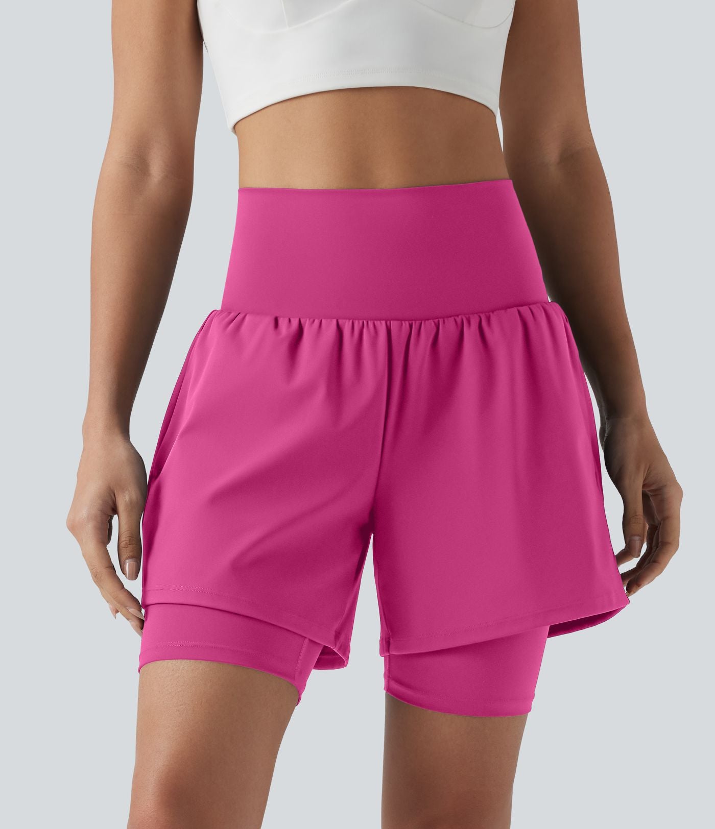 Short de yoga SoftlyZero™ Airy 2-en-1 taille ultra-haute effet frais InstantCool 17,5 cm avec poches