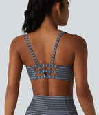 Brassière de sport Halara UltraSculpt™ à rayures jacquard, maintien léger, décolleté en U et découpe intégrée