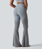 Pantalon de yoga évasé gainant taille haute avec dentelle contrastée et poche Halara UltraSculpt™