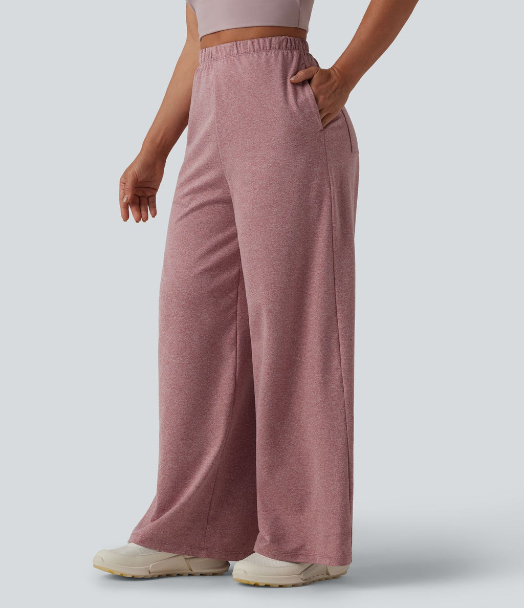 Pantalon de yoga large taille haute avec poches