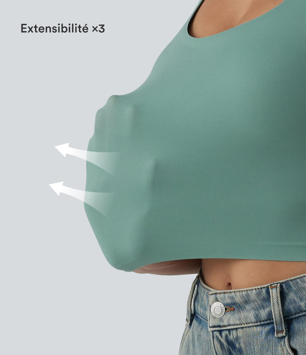 Crop top casual col U avec brassière intégrée — Bonnets B-E