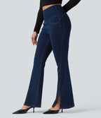 Legging denim évasé Halara Flex™ taille haute dos croisé fendu avec poches