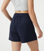 Short tailleur chino en coton taille haute à poches 7,5 cm