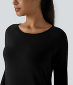 Robe décontractée thermique courte à manches raglan longues avec passe-pouces
