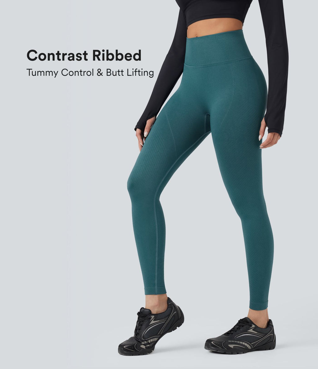 Legging yoga 7/8 gainant effet push-up taille haute sans couture OneForm Seamless Flow