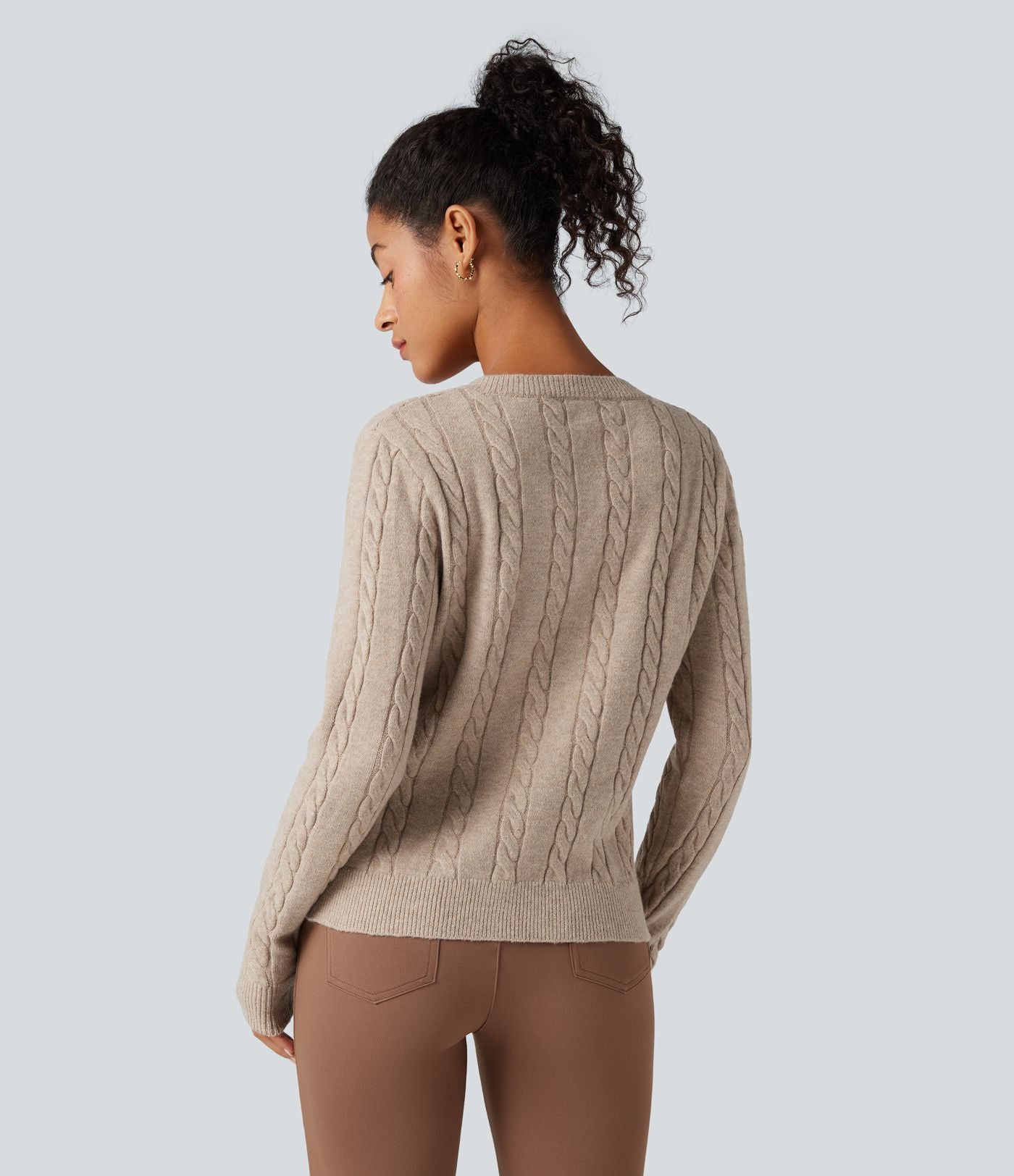 Cardigan tailleur col rond torsadé manches longues