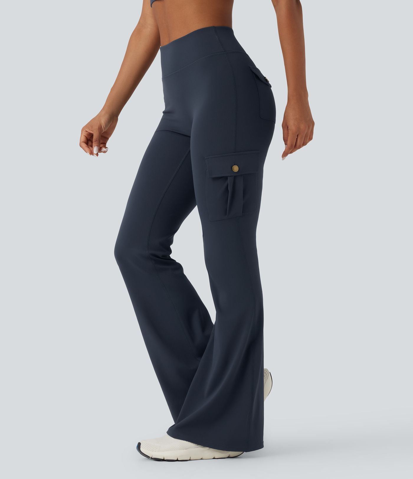 Pantalon évasé d'entraînement gainant froncé taille haute DayStretch avec poches