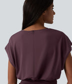 Robe décontractée mini moulante 2-en-1 col rond manches courtes
