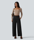 Pantalon tailleur barrel taille mi-haute avec poches
