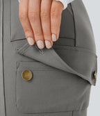 Pantalon cargo ajusté uni taille haute DayStretch avec poches zippées