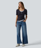 T-shirt casual color block col rond et manches courtes