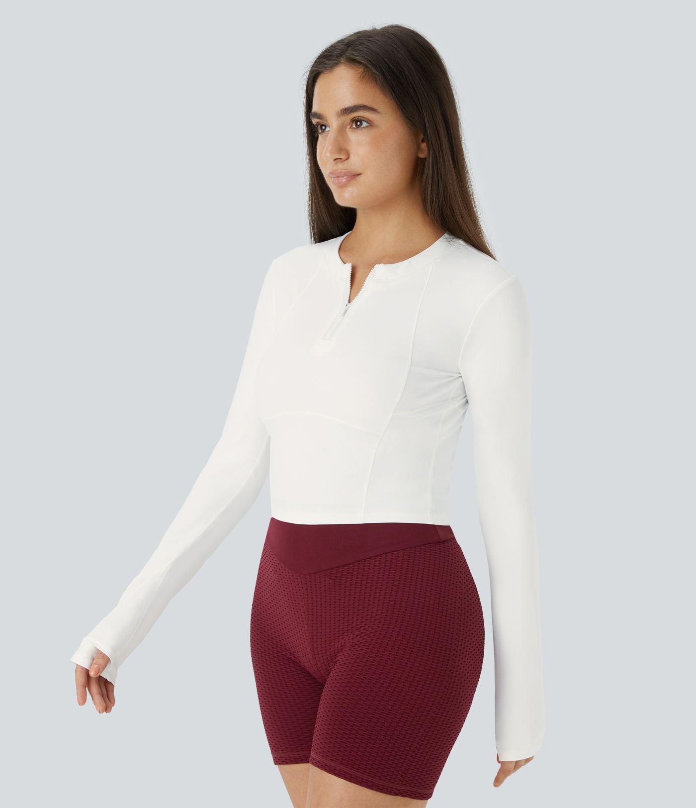 Softlyzero™ Plush Top Sport de Golf Court à Manches Longues avec Trou pour Pouce et Demi-Zip