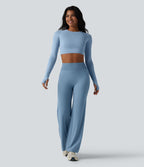 Pantalon de yoga droit Halara UltraSculpt™ taille haute gainant avec effet scrunch et poches
