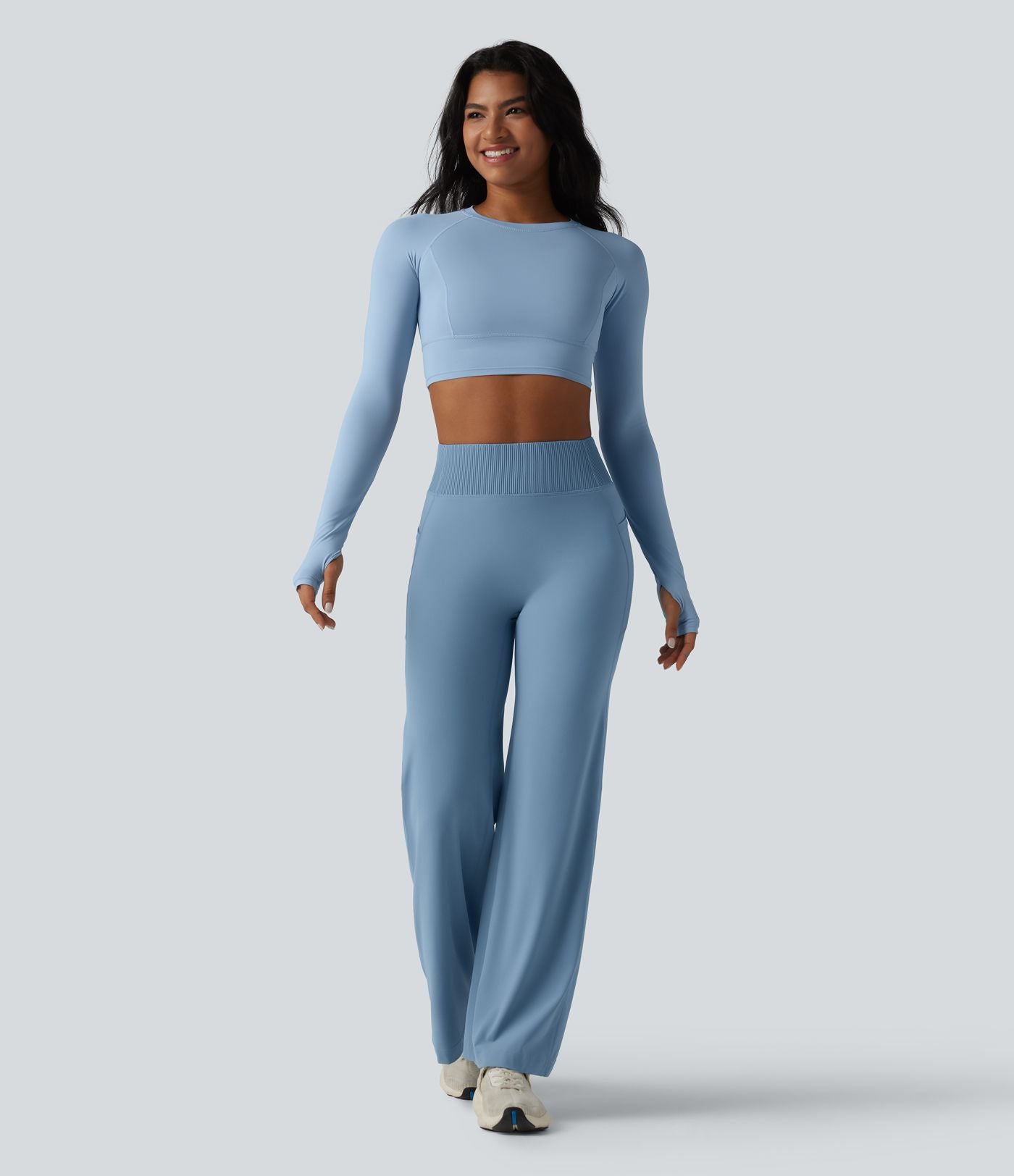 Pantalon de yoga droit Halara UltraSculpt™ taille haute gainant avec effet scrunch et poches