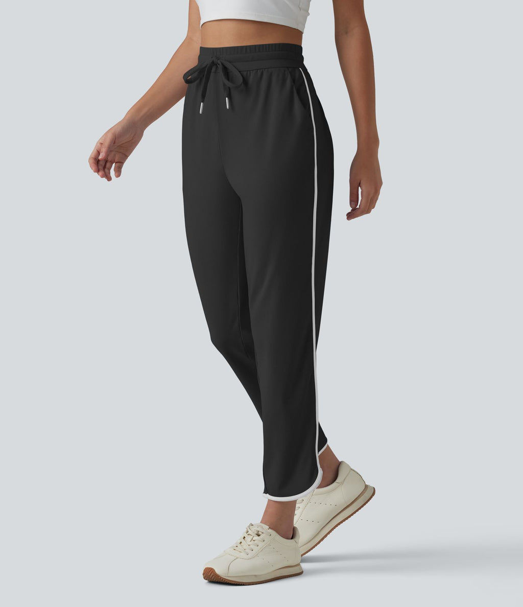 Pantalon de yoga fuselé SoftlyZero™ Airy taille haute effet frais InstantCool avec cordon de serrage, bords contrastants, ourlet arrondi et poches, protection solaire UPF50+