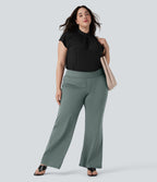 Pantalon tailleur évasé grande taille taille haute Halara Flex™ DayStretch avec poches zippées latérales