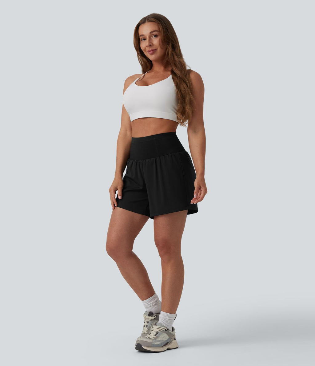 Short de yoga 2-en-1 SoftlyZero™ Airy gainant taille haute effet frais InstantCool avec poches