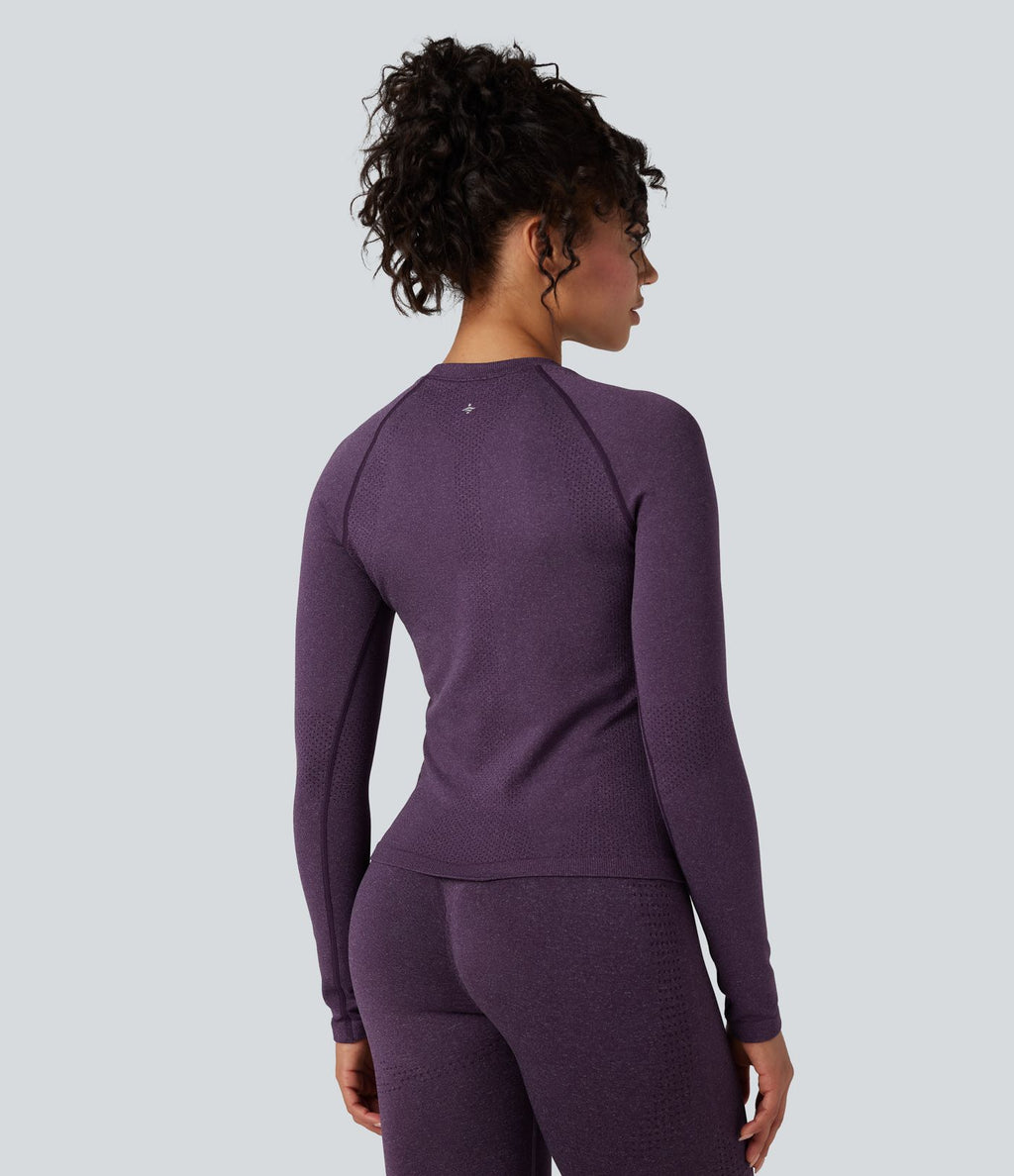 Haut de sport yoga col rond manches raglan longues sans couture OneForm Seamless Flow