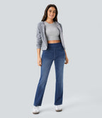 Halara Flex™ Jean bootcut décontracté extensible délavé taille haute à poches multiples