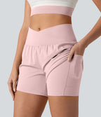 Short de yoga SoftlyZero™ Airy croisé taille haute 2-en-1 effet frais InstantCool 12,5 cm avec poches