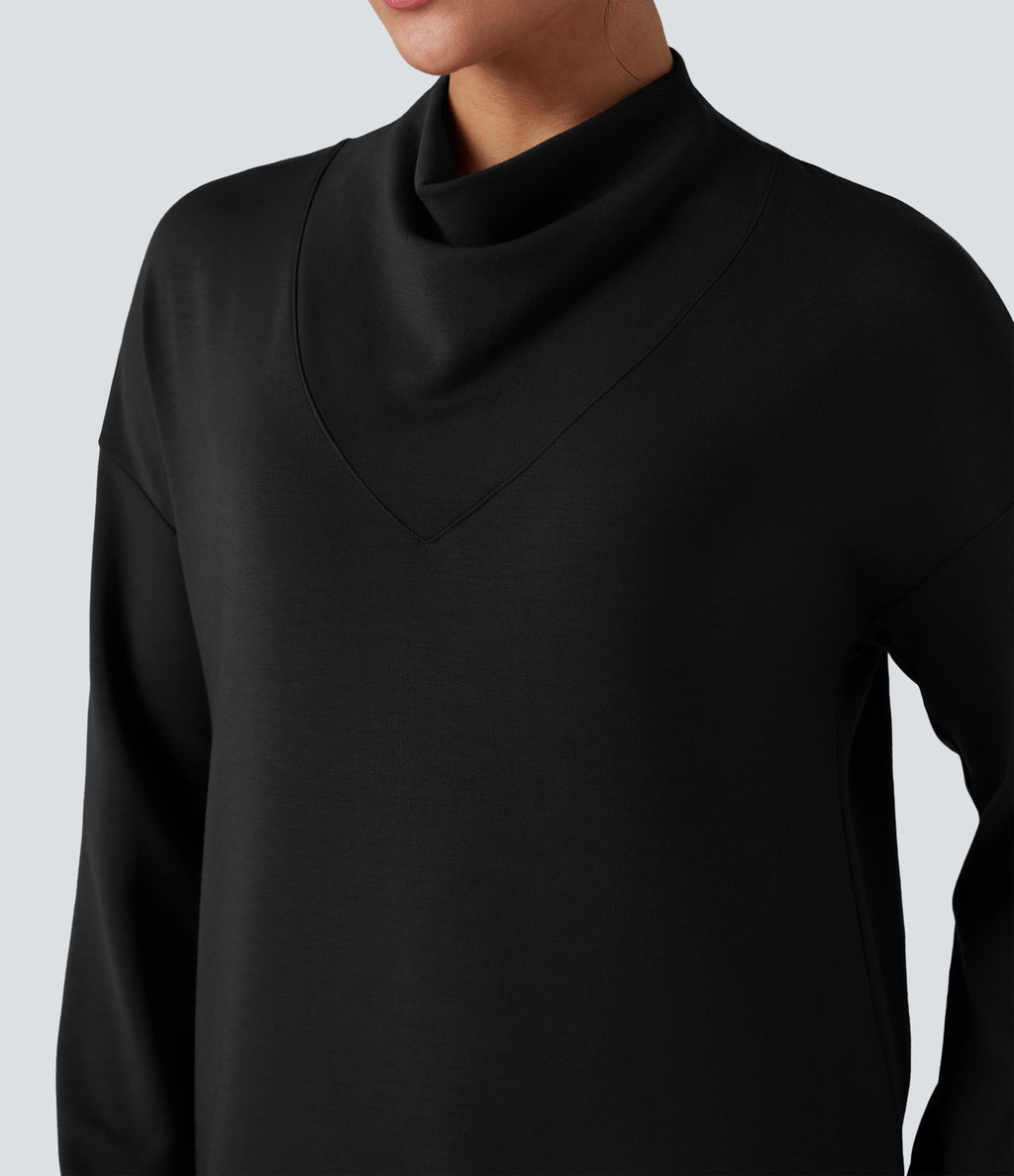 Sweat-shirt décontracté SpacerTek™ col bénitier et manches longues