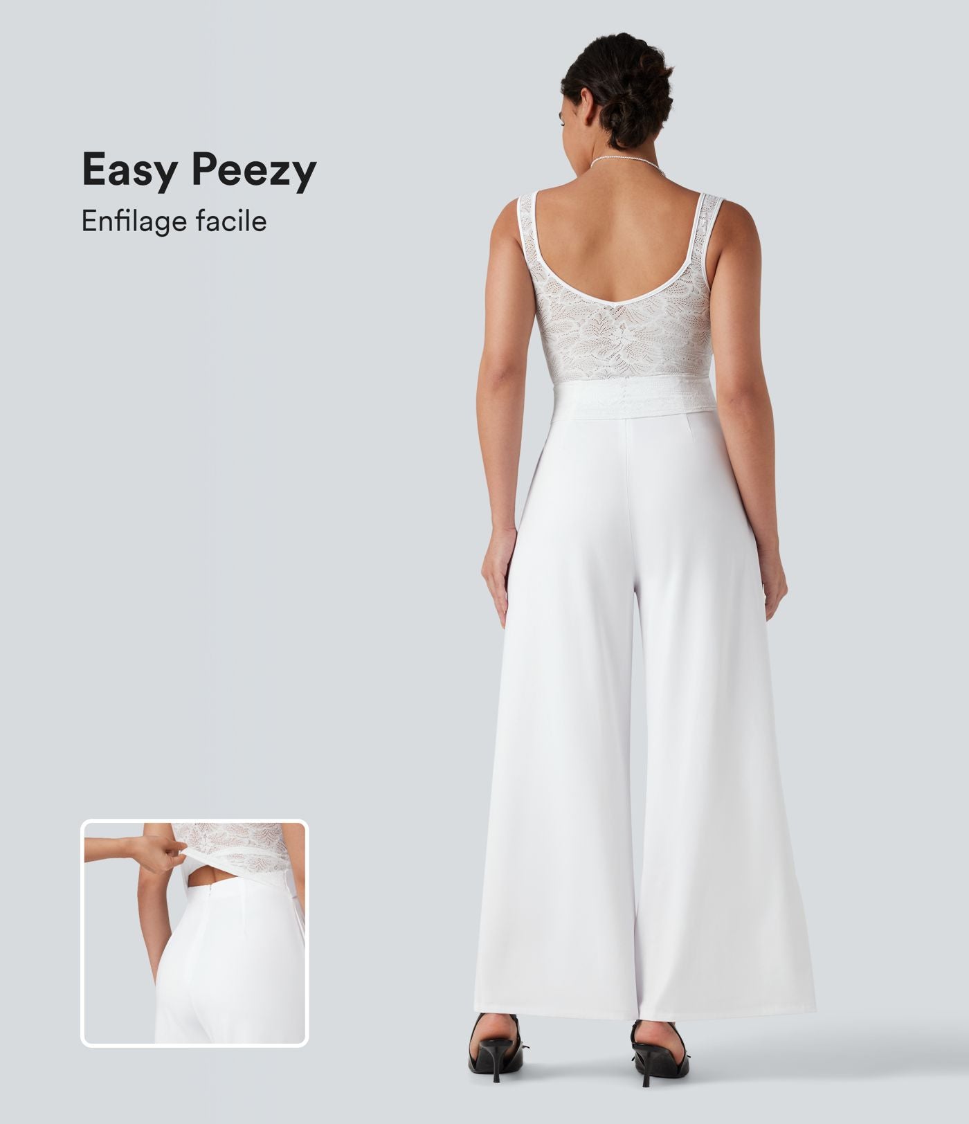 Combinaison dentelle contrastante sans manches pour demoiselles d'honneur et invitées de mariage avec poches - Easy Peasy