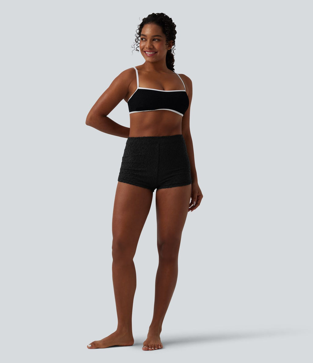 Bas de maillot de bain bikini taille haute imprimé léopard