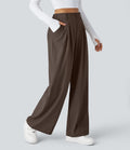 Pantalon Tailleur Large Fluide Halara Flex™ Gaufré Taille Haute Poches Latérales
