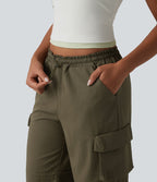 Jogging cargo taille mi-haute avec cordon de serrage réglable et poches