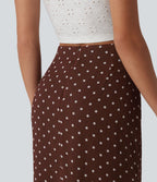 Jupe midi fluide sirène taille haute à pois