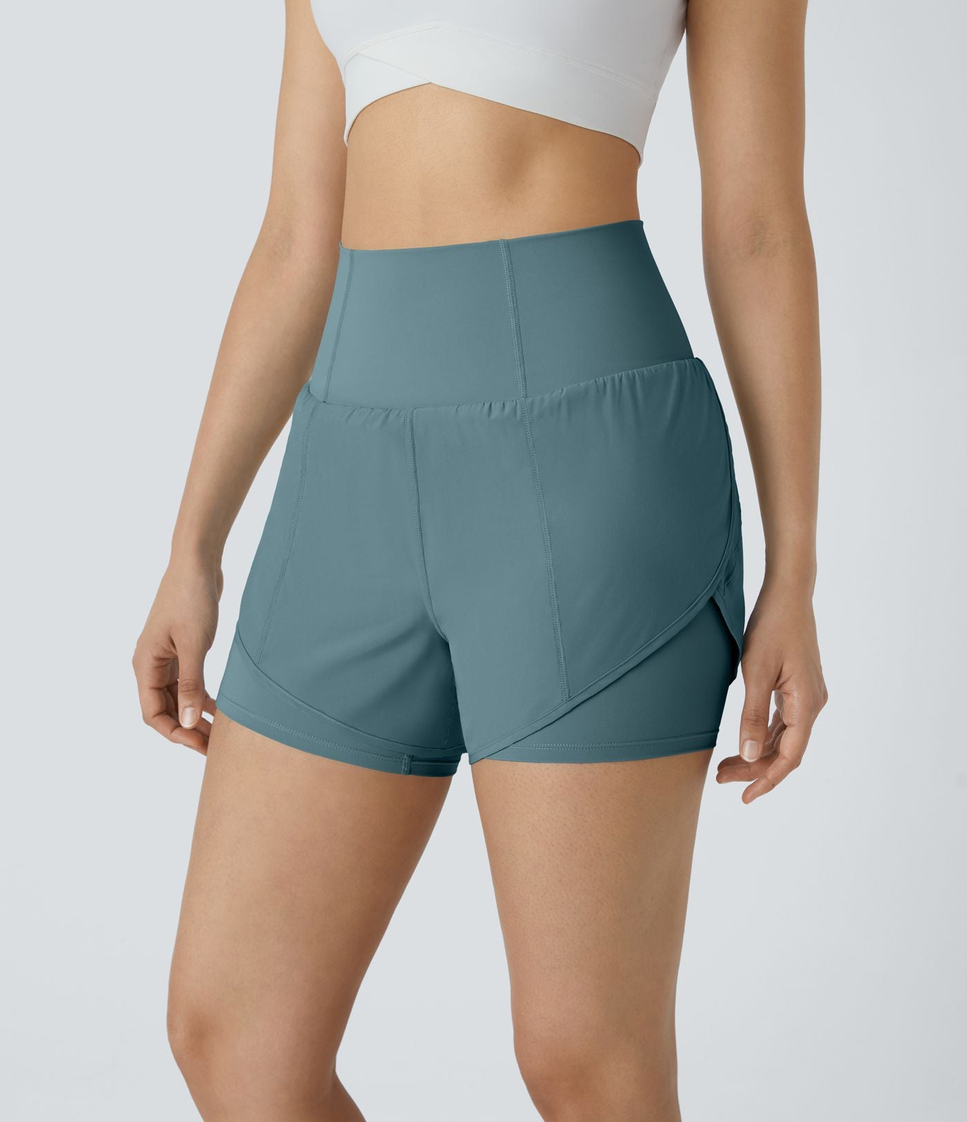 Breezeful™ Short 8,8cm Yoga Séchage Rapide 2 en 1 Taille Super Haute Ourlet Courbé Poches Latérales