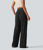 Pantalon de grossesse large esprit bureau Halara Flex™ taille très haute en tissu gaufré avec poches