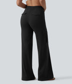 Pantalon cargo DayStretch casual large taille haute en V avec poches