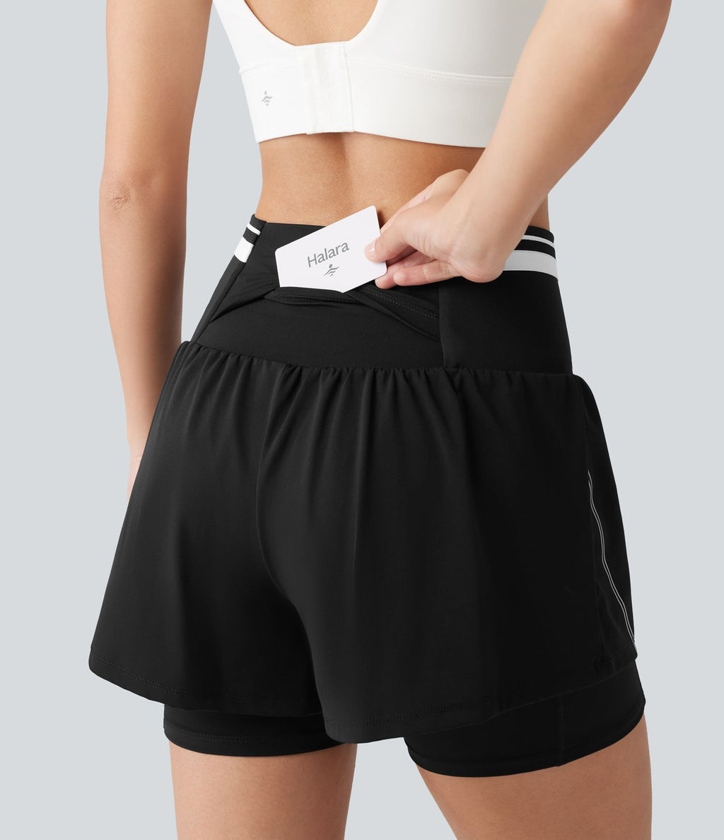 Short d’entraînement 2-en-1 SoftlyZero™ Airy réfléchissant taille très haute gainant effet frais 12,5 cm avec poches