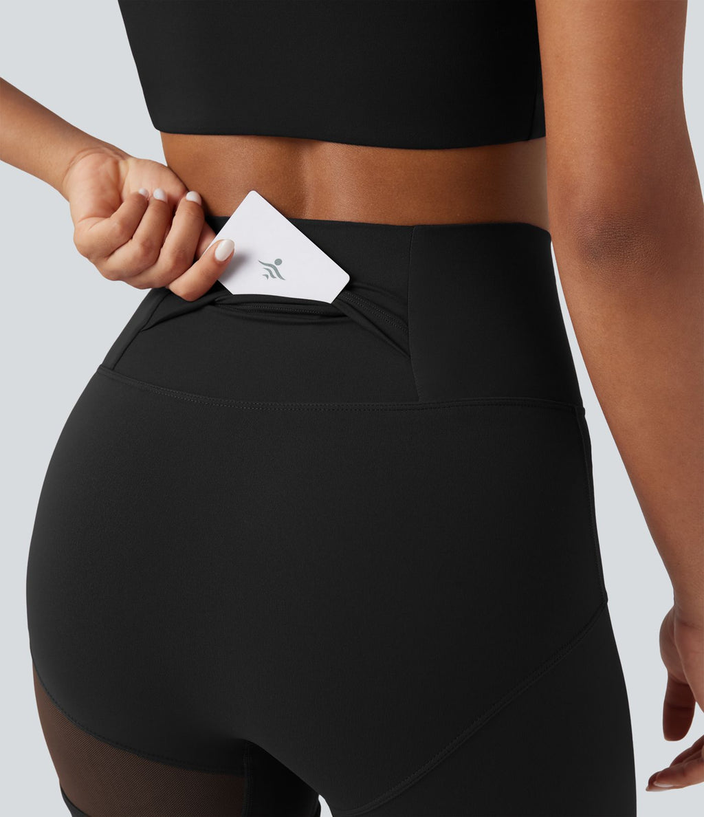 Legging de danse SoftlyZero™ taille haute mesh contrastant avec boucle réglable et poche - UPF50+