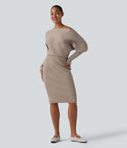 Robe pull midi casual à manches longues