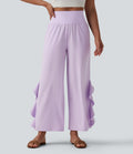 Pantalon large séchage rapide Breezeful™ taille haute à volants avec poches