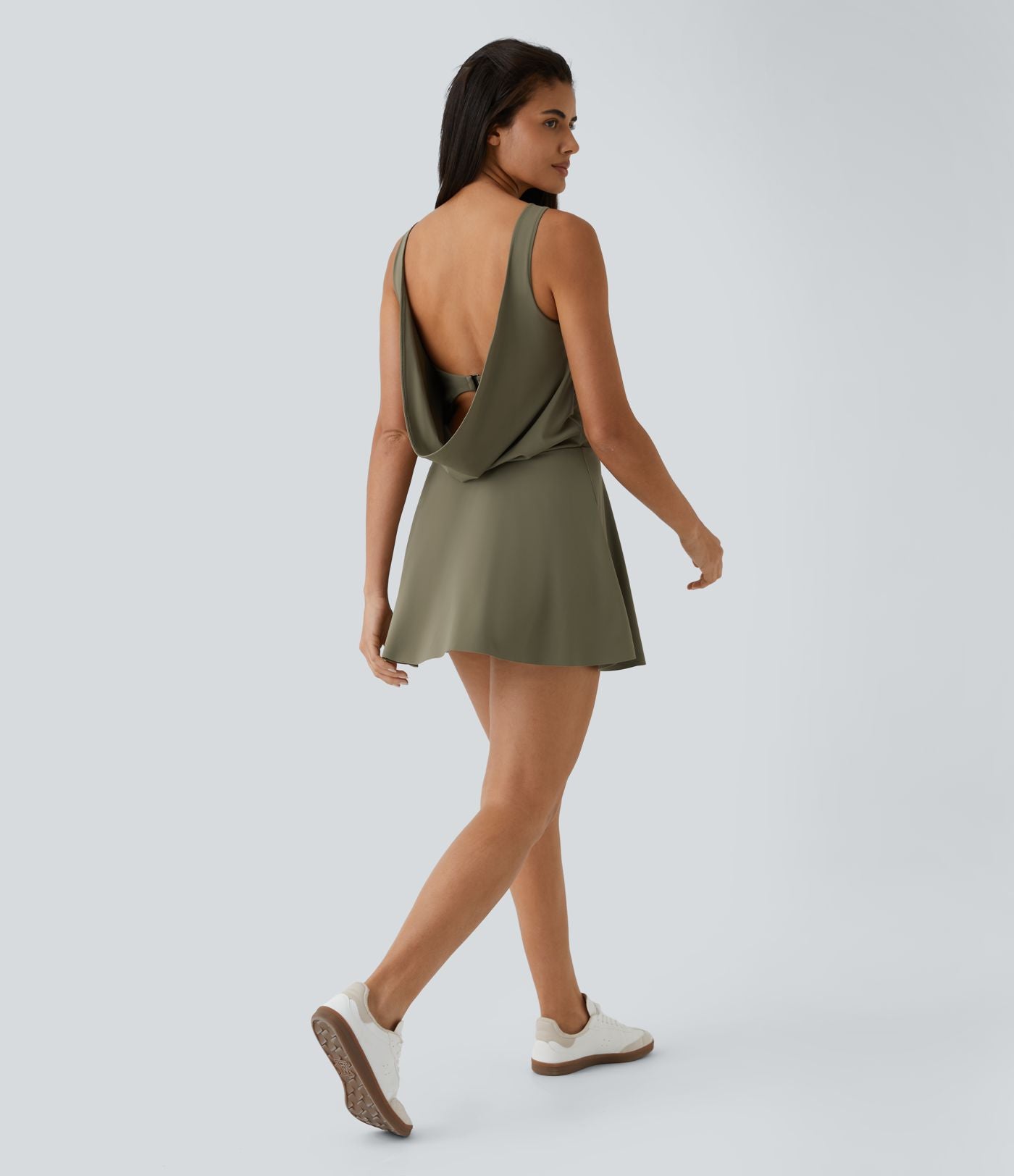 Robe Sport de Danse Mini 2 en 1 Dos Drapé à Crochet G avec Poches Latérales