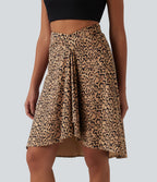 Jupe resort taille haute croisée ourlet asymétrique