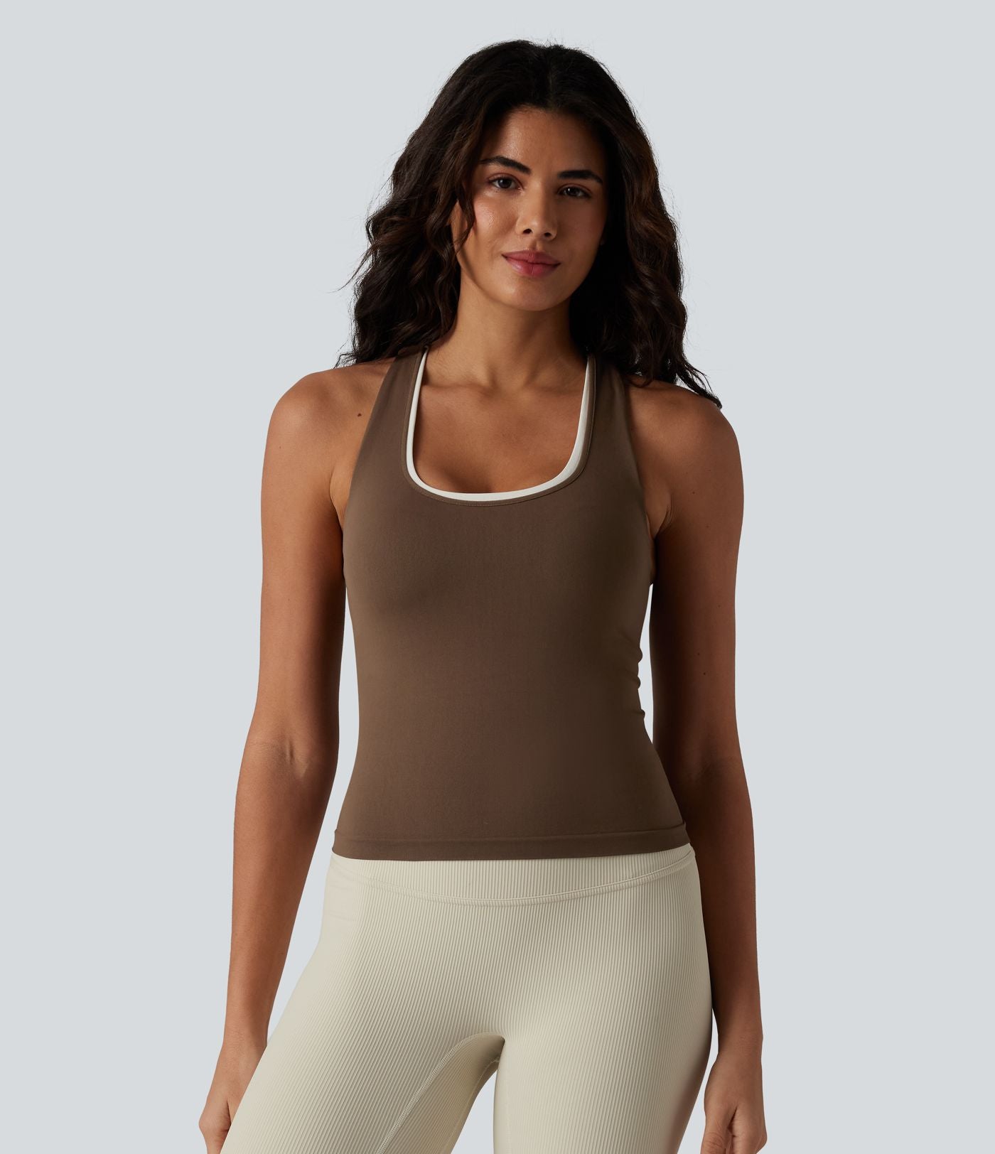 Débardeur de yoga OneForm Seamless Flow, col U, brassière intégrée, color block