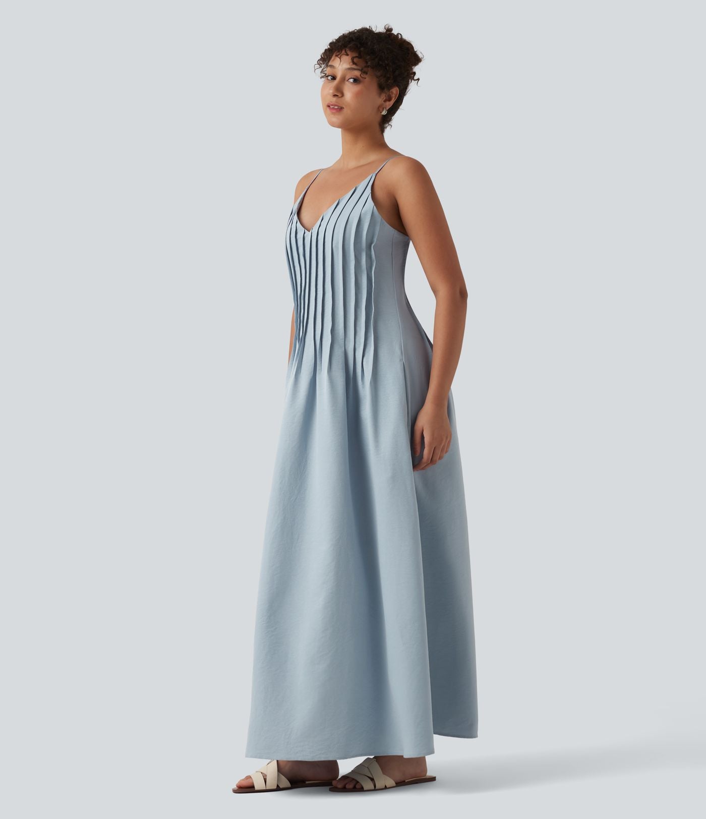 Robe longue à bretelles col V avec poches