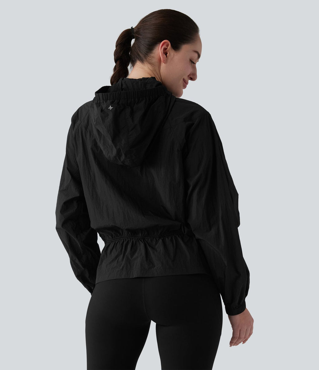 Coupe-vent casual à capuche avec cordon de serrage et poches