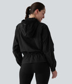 Coupe-vent casual à capuche avec cordon de serrage et poches