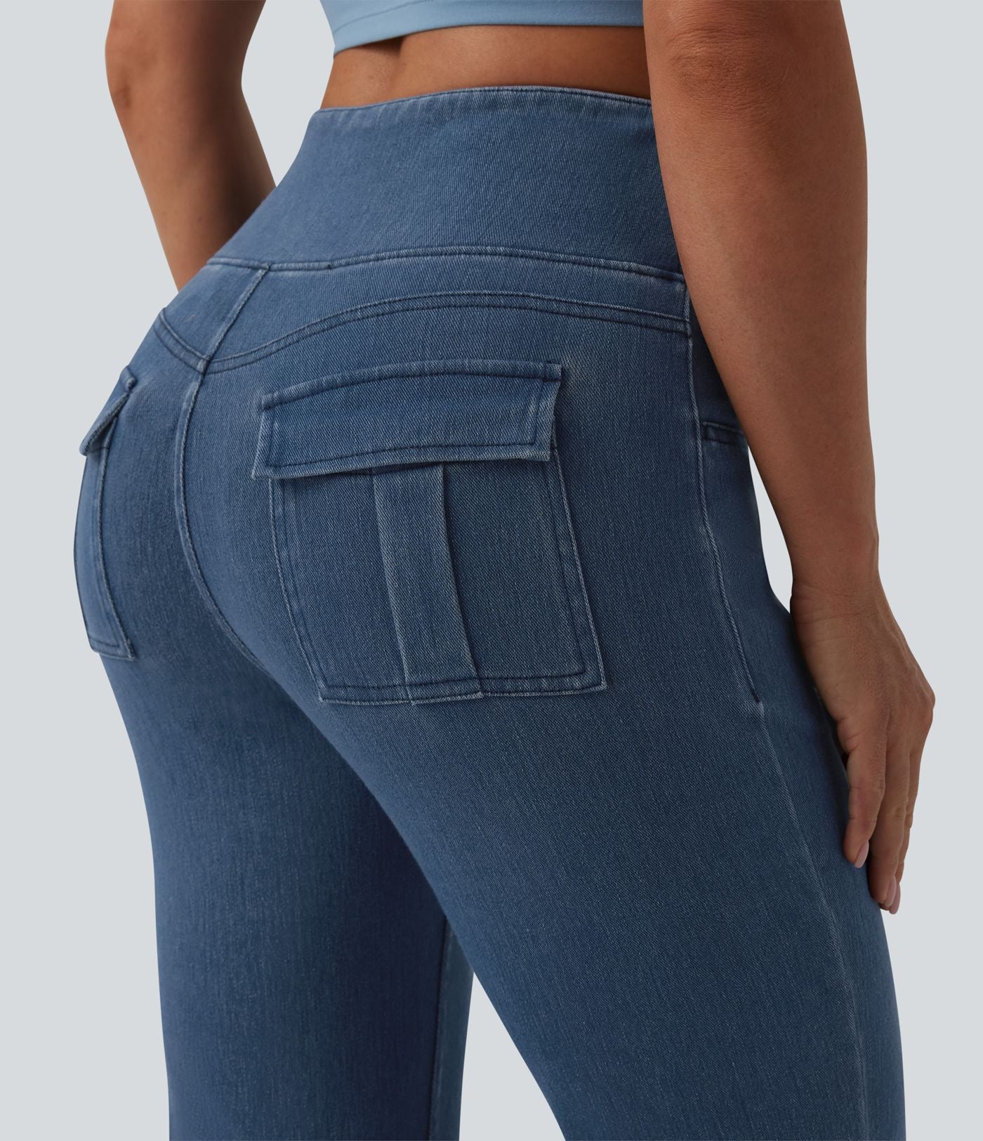Jean évasé Halara Flex™ casual gainant taille haute avec poches