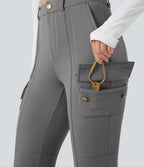 Pantalon cargo de randonnée ajusté polaire taille haute avec poches
