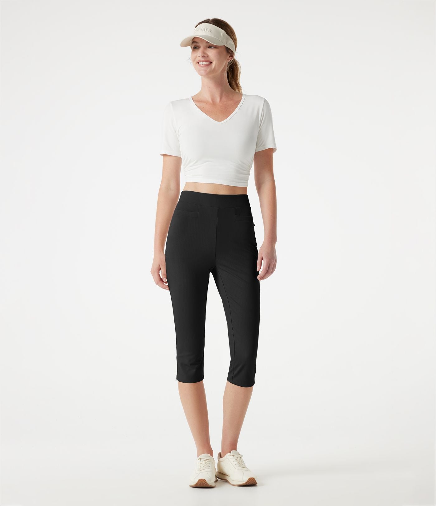 Pantalon corsaire de golf slim à chevrons taille haute avec poches