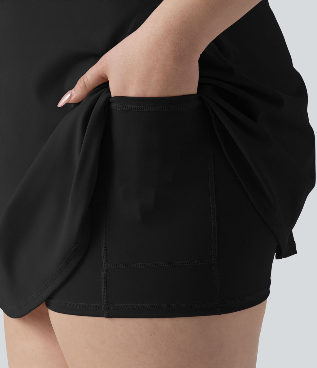 Robe de danse grande taille SoftlyZero™ Plush effet push-up dos nu avec bretelles réglables croisées et brassière intégrée – Édition Easy Peasy